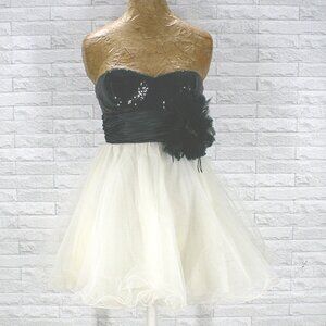 SPEECHLESS Dress Strapless Mini Black Sequin Feather Cocktail Coquette Girl